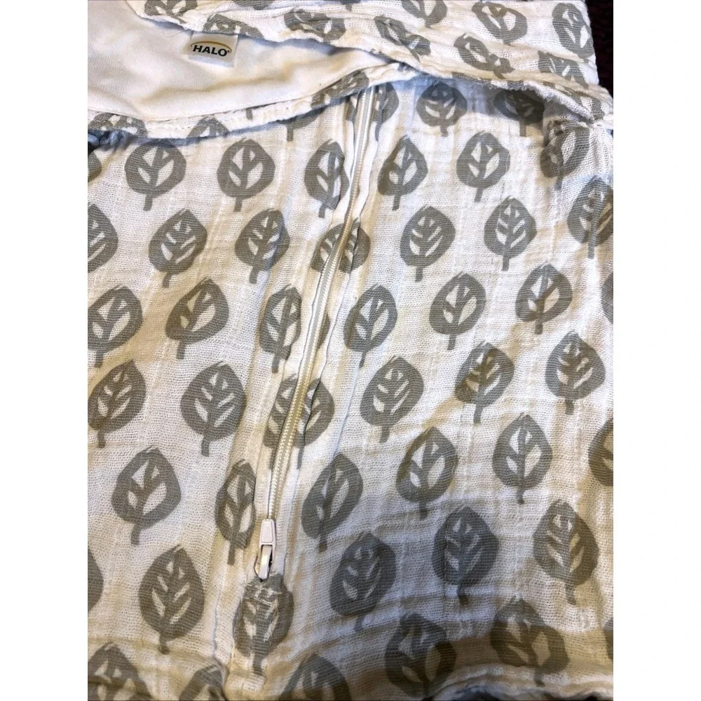 Lot of 2 HALO SleepSack Swaddle Small 3-6 Months Gray Leaves Blue Elephants Used